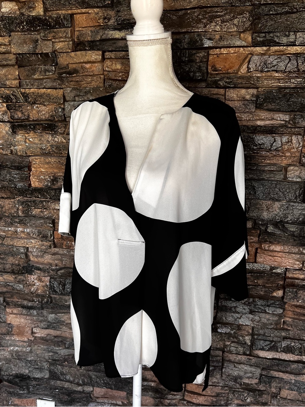 Worthington Black Layered Neck Top